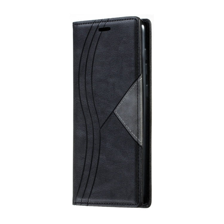 For Galaxy A70s Splicing Color Magnetic Hem Horizontal Flip Leather Case with Holder & Card Slots