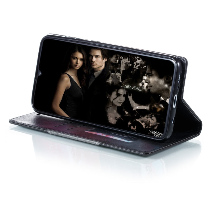 For Galaxy A70s Splicing Color Magnetic Hem Horizontal Flip Leather Case with Holder & Card Slots