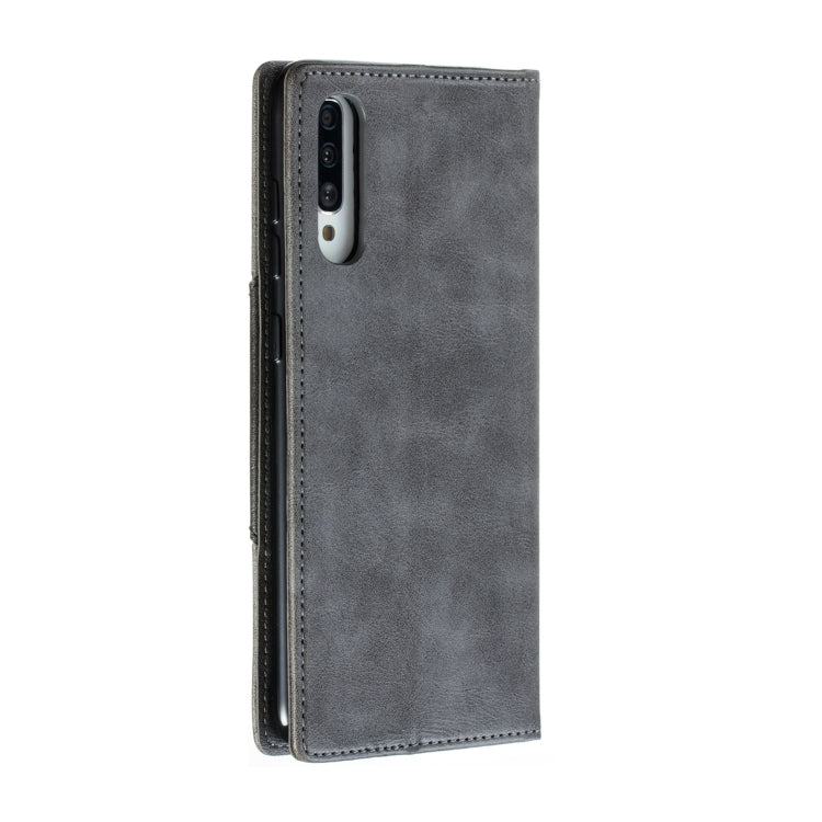 For Galaxy A70s Splicing Color Magnetic Hem Horizontal Flip Leather Case with Holder & Card Slots