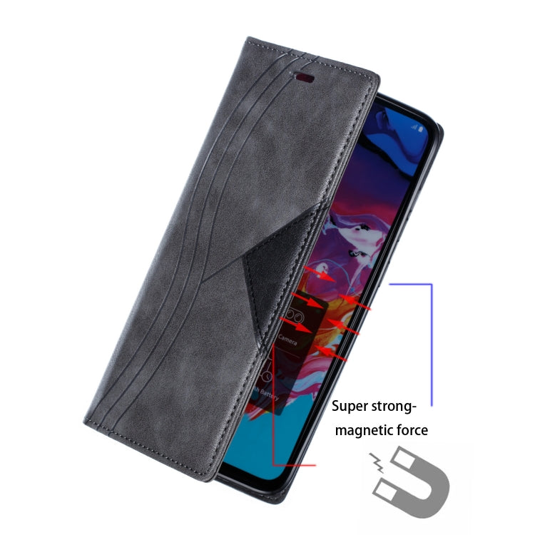 For Galaxy A70s Splicing Color Magnetic Hem Horizontal Flip Leather Case with Holder & Card Slots