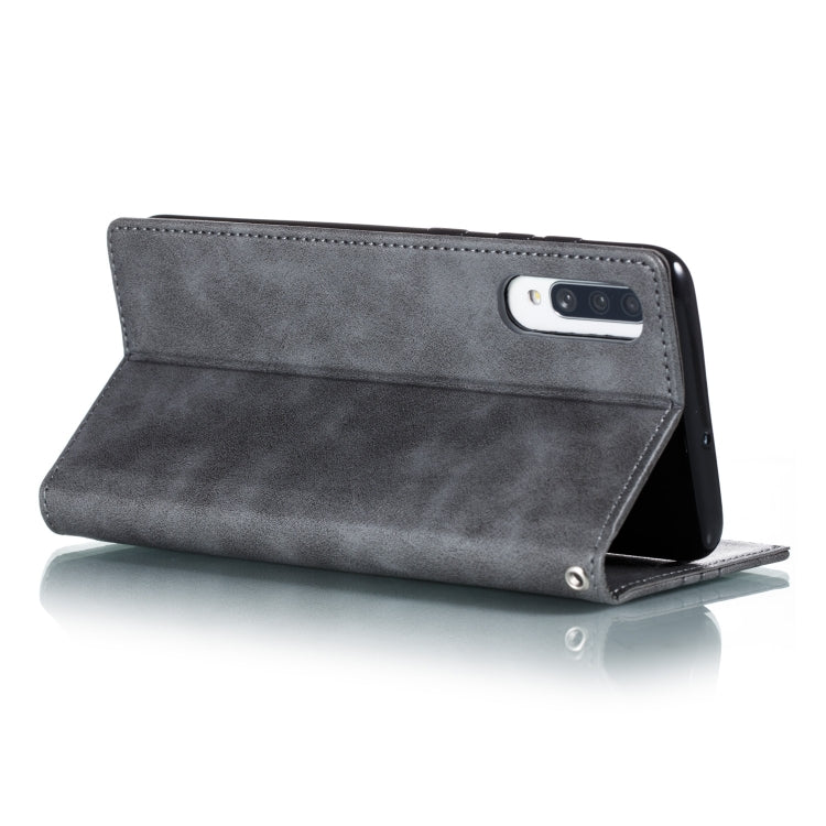 For Galaxy A70s Splicing Color Magnetic Hem Horizontal Flip Leather Case with Holder & Card Slots