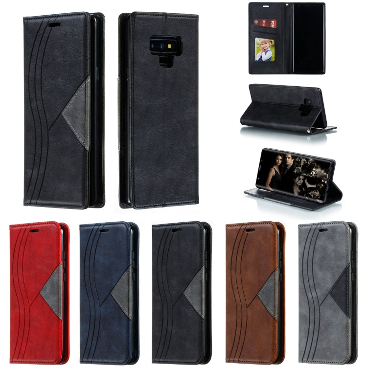 For Galaxy Note 9 Splicing Color Magnetic Hem Horizontal Flip Leather Case with Holder & Card Slots