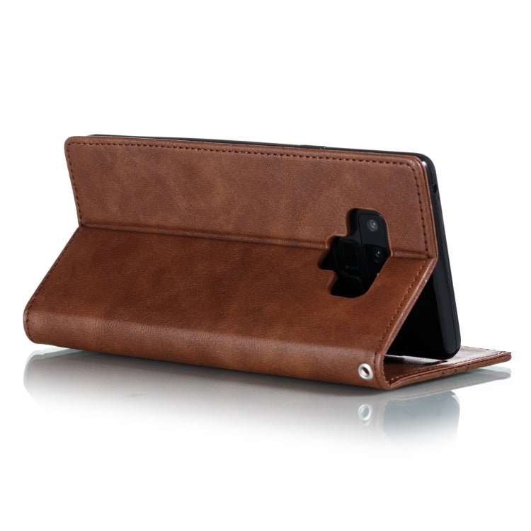 For Galaxy Note 9 Splicing Color Magnetic Hem Horizontal Flip Leather Case with Holder & Card Slots