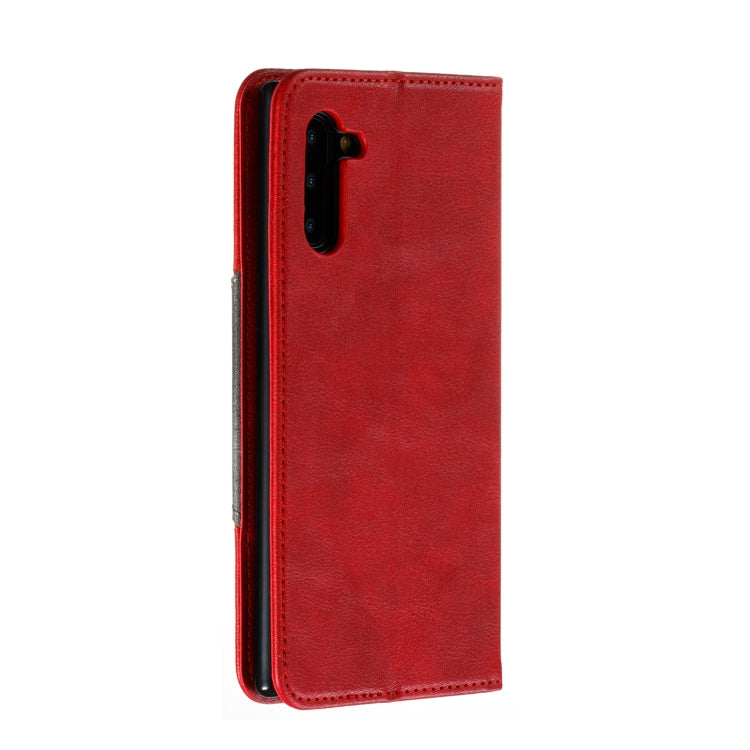 For Galaxy Note 10 Splicing Color Magnetic Hem Horizontal Flip Leather Case with Holder & Card Slots