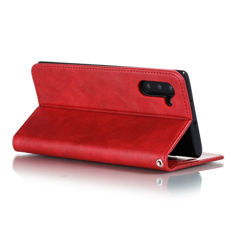For Galaxy Note 10 Splicing Color Magnetic Hem Horizontal Flip Leather Case with Holder & Card Slots