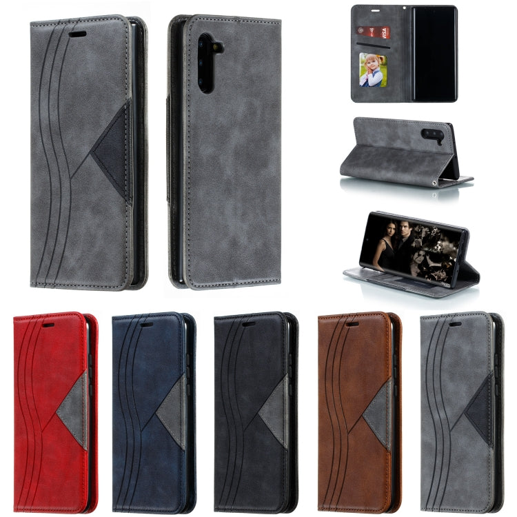 For Galaxy Note 10 Splicing Color Magnetic Hem Horizontal Flip Leather Case with Holder & Card Slots