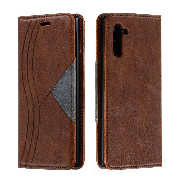 For Galaxy Note 10 Splicing Color Magnetic Hem Horizontal Flip Leather Case with Holder & Card Slots