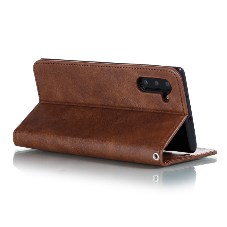 For Galaxy Note 10 Splicing Color Magnetic Hem Horizontal Flip Leather Case with Holder & Card Slots
