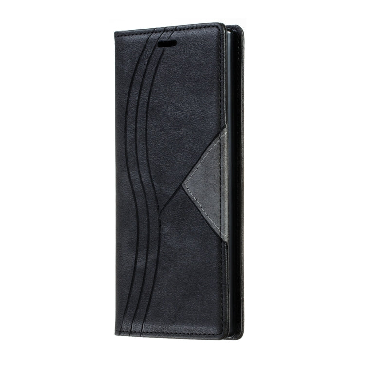 For Galaxy Note 10 Pro Splicing Color Magnetic Hem Horizontal Flip Leather Case with Holder & Card Slots