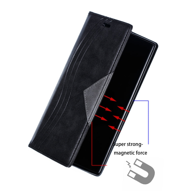 For Galaxy Note 10 Pro Splicing Color Magnetic Hem Horizontal Flip Leather Case with Holder & Card Slots