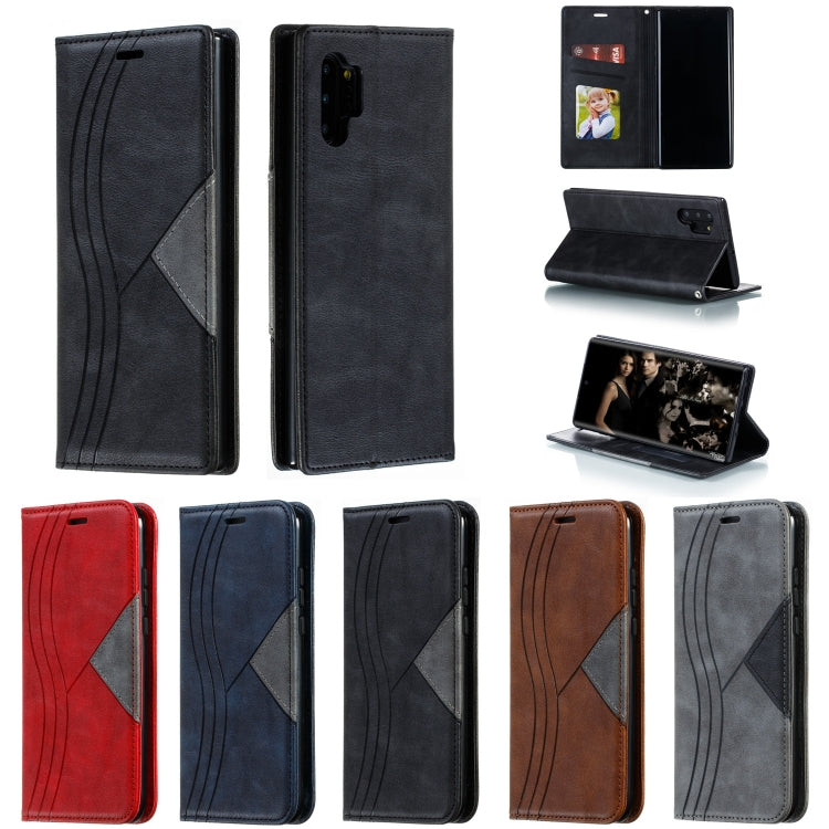 For Galaxy Note 10 Pro Splicing Color Magnetic Hem Horizontal Flip Leather Case with Holder & Card Slots