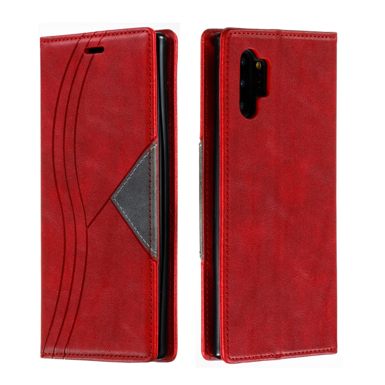 For Galaxy Note 10 Pro Splicing Color Magnetic Hem Horizontal Flip Leather Case with Holder & Card Slots