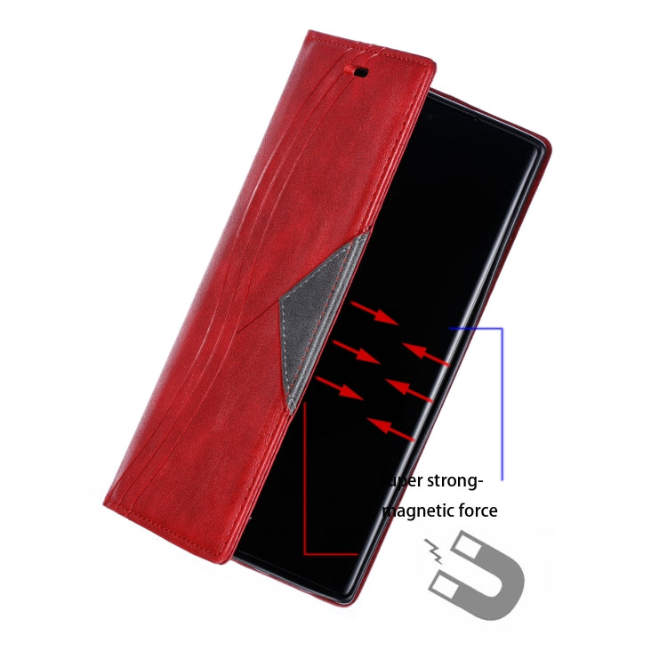 For Galaxy Note 10 Pro Splicing Color Magnetic Hem Horizontal Flip Leather Case with Holder & Card Slots