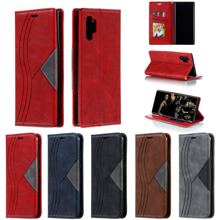 For Galaxy Note 10 Pro Splicing Color Magnetic Hem Horizontal Flip Leather Case with Holder & Card Slots