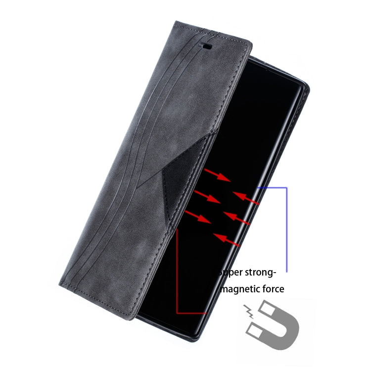For Galaxy Note 10 Pro Splicing Color Magnetic Hem Horizontal Flip Leather Case with Holder & Card Slots