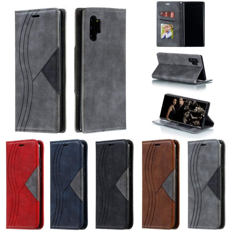 For Galaxy Note 10 Pro Splicing Color Magnetic Hem Horizontal Flip Leather Case with Holder & Card Slots