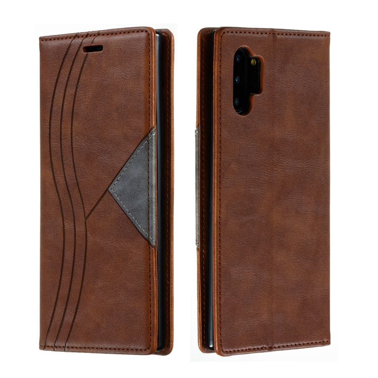 For Galaxy Note 10 Pro Splicing Color Magnetic Hem Horizontal Flip Leather Case with Holder & Card Slots