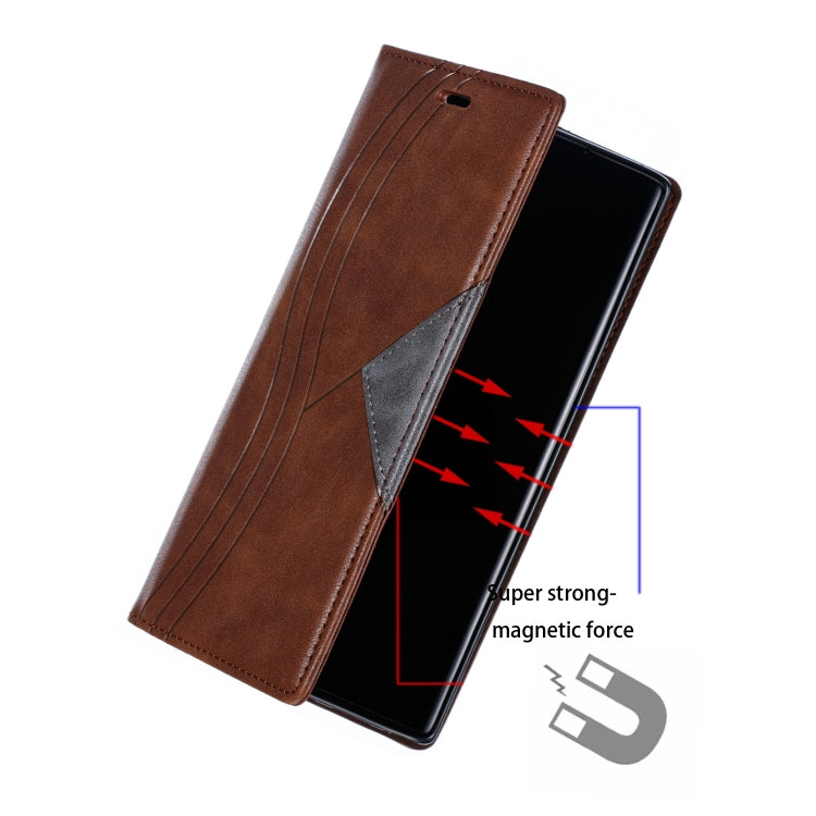 For Galaxy Note 10 Pro Splicing Color Magnetic Hem Horizontal Flip Leather Case with Holder & Card Slots