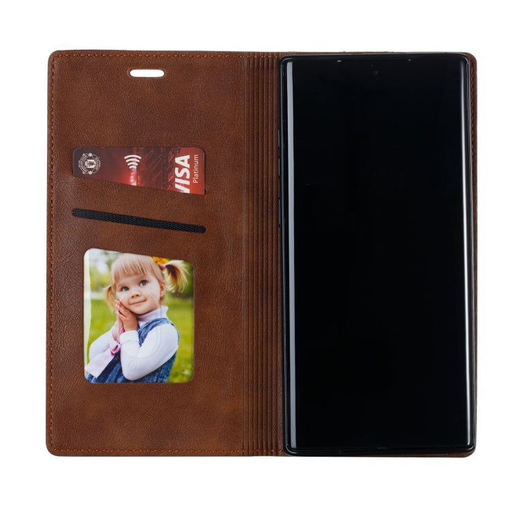 For Galaxy Note 10 Pro Splicing Color Magnetic Hem Horizontal Flip Leather Case with Holder & Card Slots