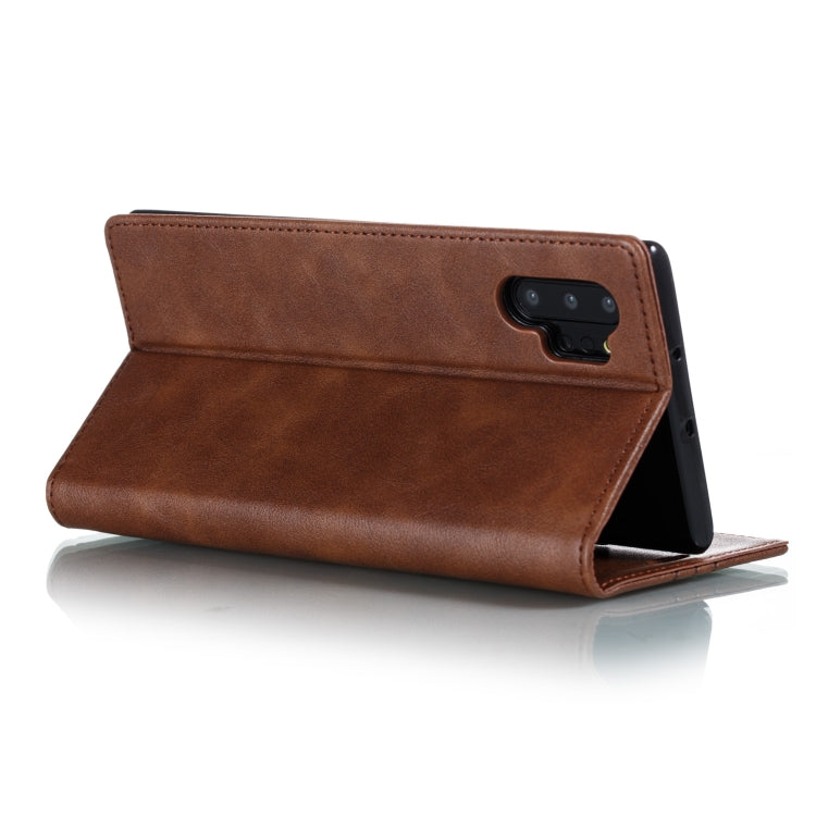 For Galaxy Note 10 Pro Splicing Color Magnetic Hem Horizontal Flip Leather Case with Holder & Card Slots