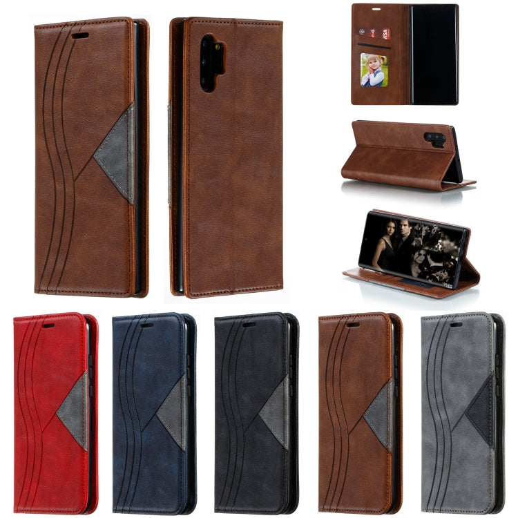 For Galaxy Note 10 Pro Splicing Color Magnetic Hem Horizontal Flip Leather Case with Holder & Card Slots