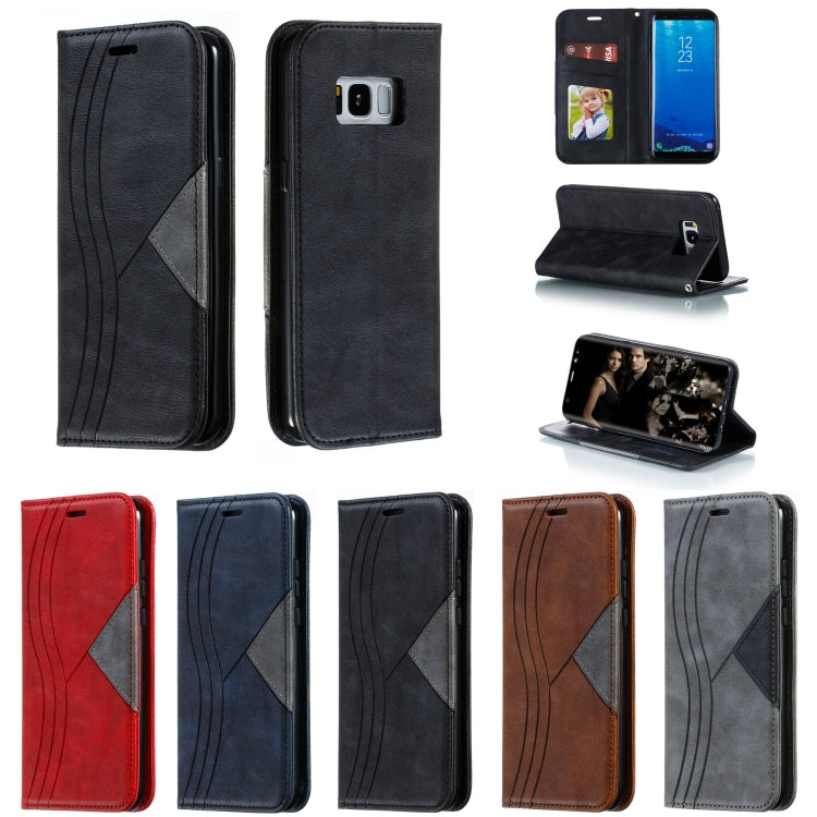 For Galaxy S8 Splicing Color Magnetic Hem Horizontal Flip Leather Case with Holder & Card Slots