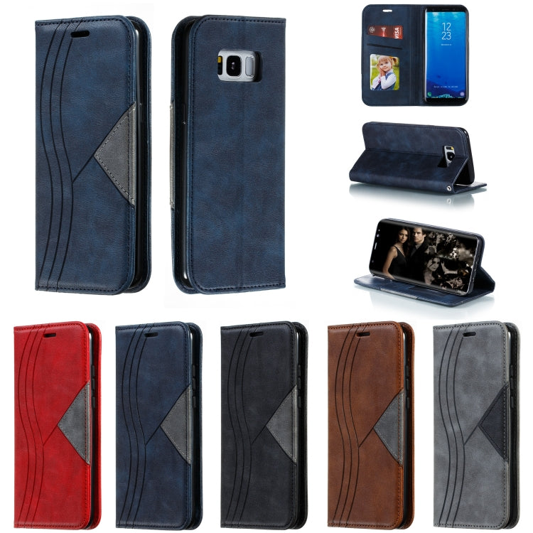 For Galaxy S8 Splicing Color Magnetic Hem Horizontal Flip Leather Case with Holder & Card Slots