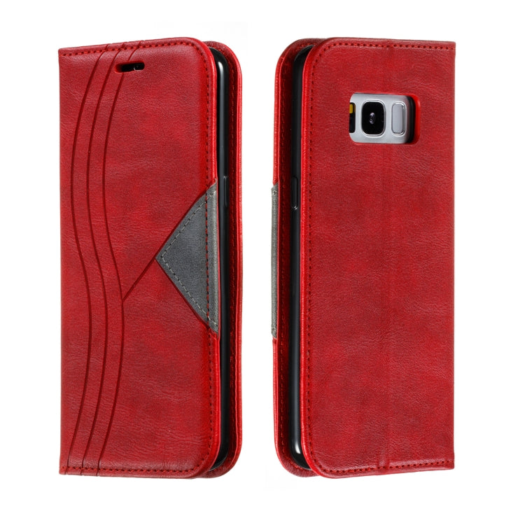 For Galaxy S8 Splicing Color Magnetic Hem Horizontal Flip Leather Case with Holder & Card Slots