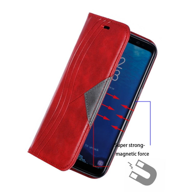 For Galaxy S8 Splicing Color Magnetic Hem Horizontal Flip Leather Case with Holder & Card Slots