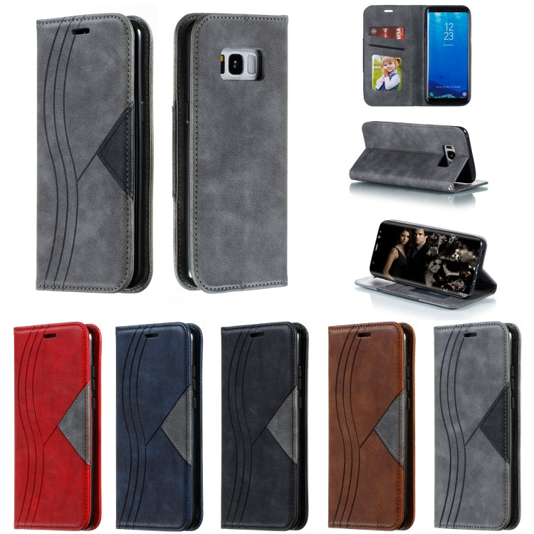 For Galaxy S8 Splicing Color Magnetic Hem Horizontal Flip Leather Case with Holder & Card Slots
