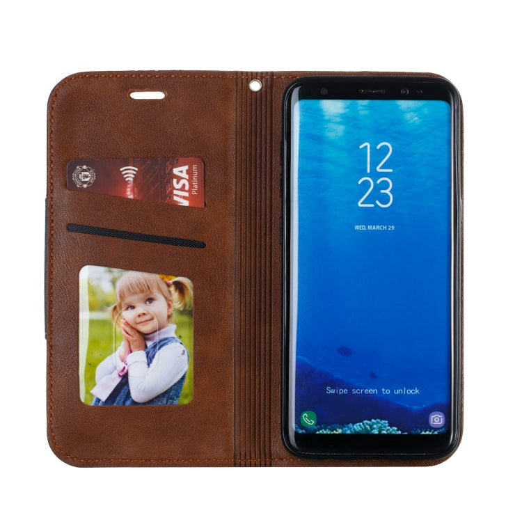 For Galaxy S8 Splicing Color Magnetic Hem Horizontal Flip Leather Case with Holder & Card Slots