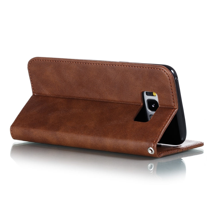 For Galaxy S8 Splicing Color Magnetic Hem Horizontal Flip Leather Case with Holder & Card Slots