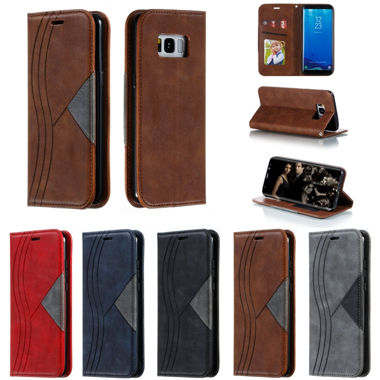 For Galaxy S8 Splicing Color Magnetic Hem Horizontal Flip Leather Case with Holder & Card Slots
