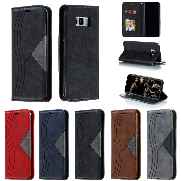 For Galaxy S8 Plus Splicing Color Magnetic Hem Horizontal Flip Leather Case with Holder & Card Slots