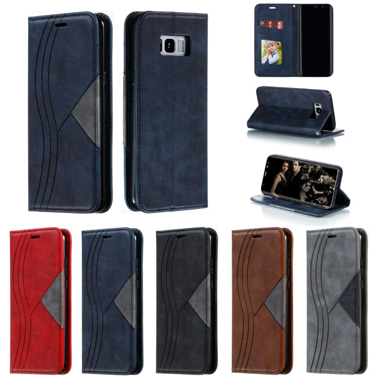 For Galaxy S8 Plus Splicing Color Magnetic Hem Horizontal Flip Leather Case with Holder & Card Slots