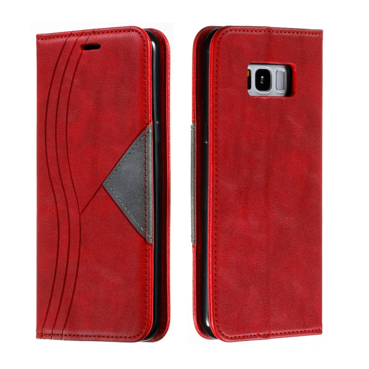 For Galaxy S8 Plus Splicing Color Magnetic Hem Horizontal Flip Leather Case with Holder & Card Slots