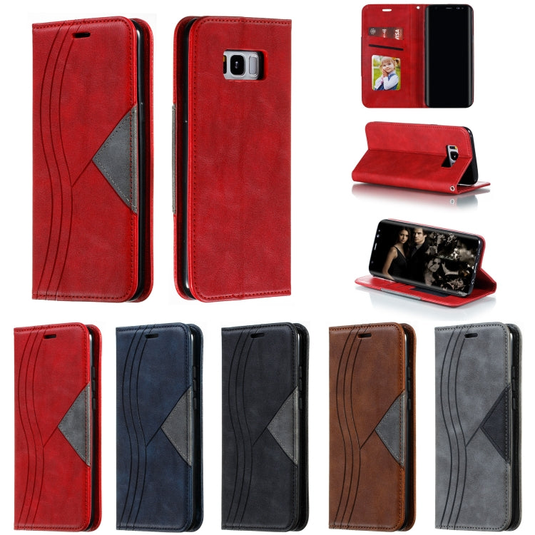 For Galaxy S8 Plus Splicing Color Magnetic Hem Horizontal Flip Leather Case with Holder & Card Slots
