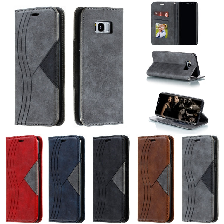 For Galaxy S8 Plus Splicing Color Magnetic Hem Horizontal Flip Leather Case with Holder & Card Slots