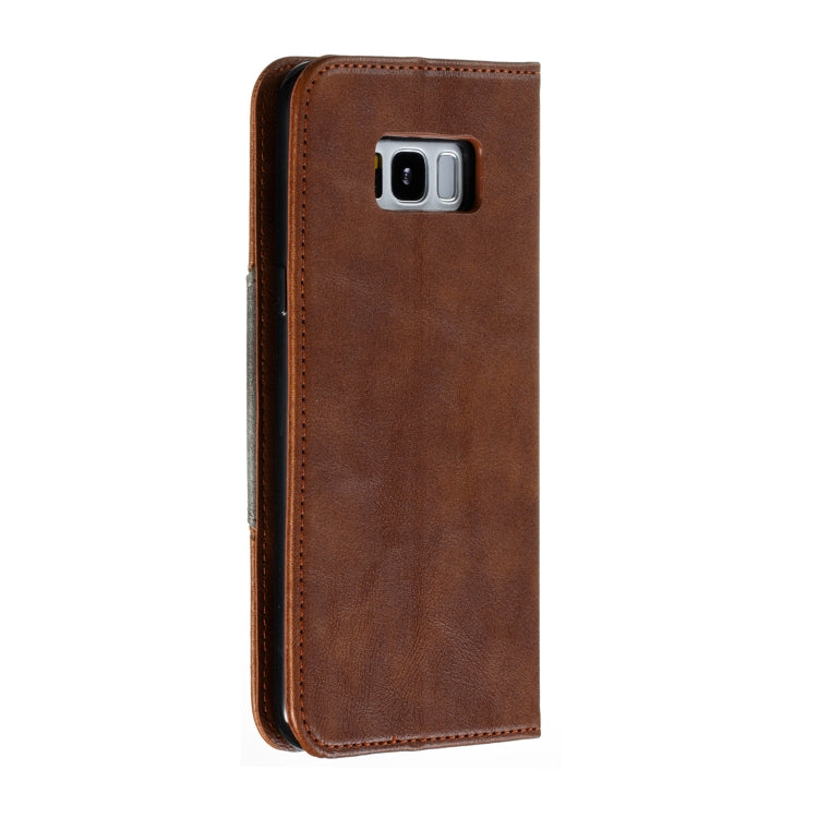 For Galaxy S8 Plus Splicing Color Magnetic Hem Horizontal Flip Leather Case with Holder & Card Slots