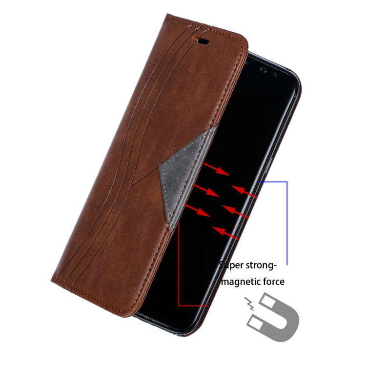 For Galaxy S8 Plus Splicing Color Magnetic Hem Horizontal Flip Leather Case with Holder & Card Slots