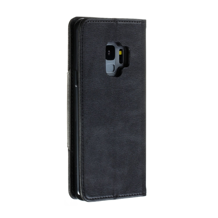 For Galaxy S9 Splicing Color Magnetic Hem Horizontal Flip Leather Case with Holder & Card Slots