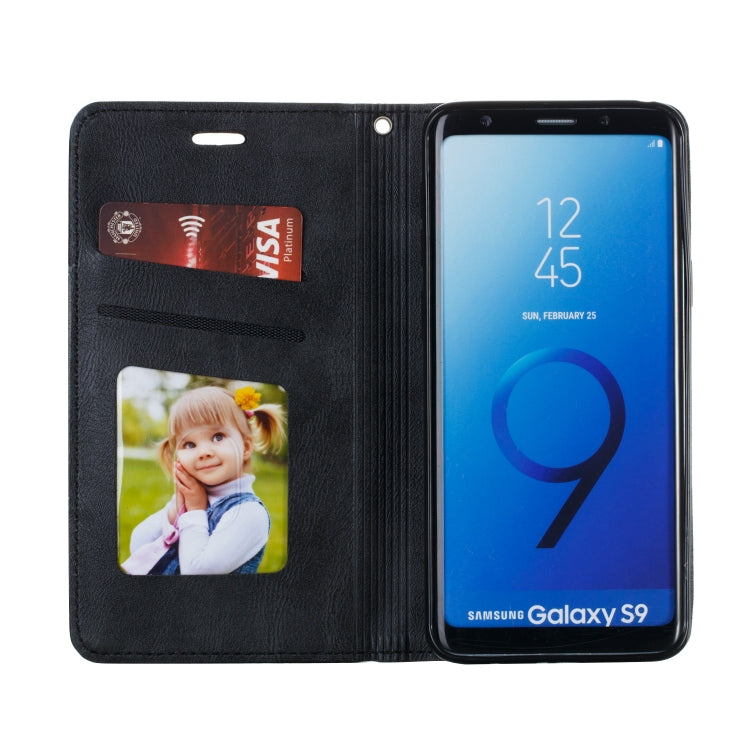 For Galaxy S9 Splicing Color Magnetic Hem Horizontal Flip Leather Case with Holder & Card Slots