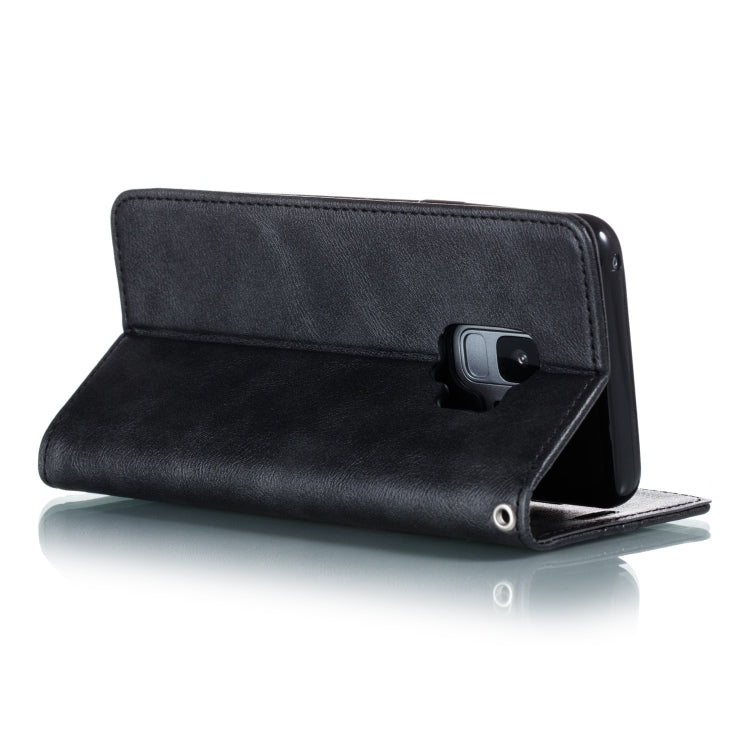 For Galaxy S9 Splicing Color Magnetic Hem Horizontal Flip Leather Case with Holder & Card Slots