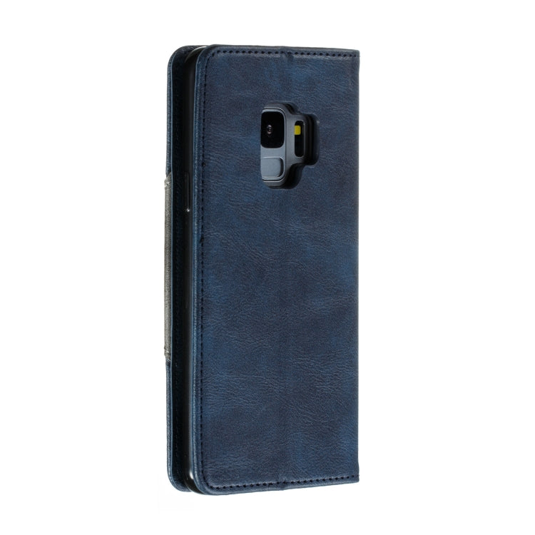For Galaxy S9 Splicing Color Magnetic Hem Horizontal Flip Leather Case with Holder & Card Slots