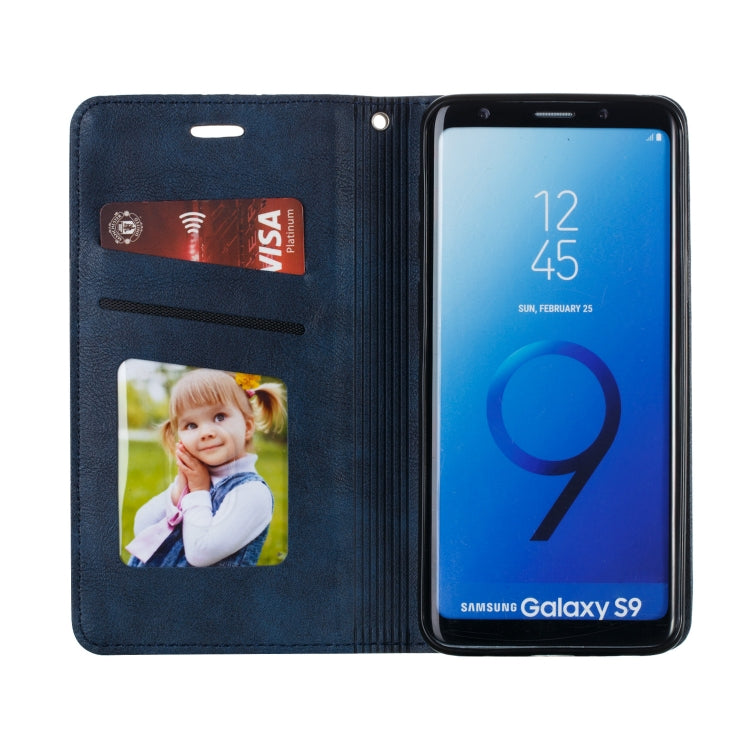For Galaxy S9 Splicing Color Magnetic Hem Horizontal Flip Leather Case with Holder & Card Slots