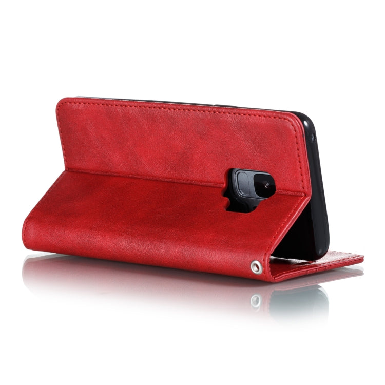 For Galaxy S9 Splicing Color Magnetic Hem Horizontal Flip Leather Case with Holder & Card Slots