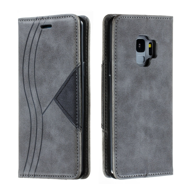 For Galaxy S9 Splicing Color Magnetic Hem Horizontal Flip Leather Case with Holder & Card Slots