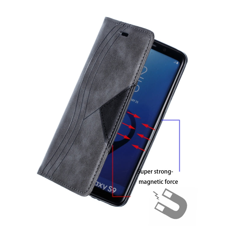 For Galaxy S9 Splicing Color Magnetic Hem Horizontal Flip Leather Case with Holder & Card Slots