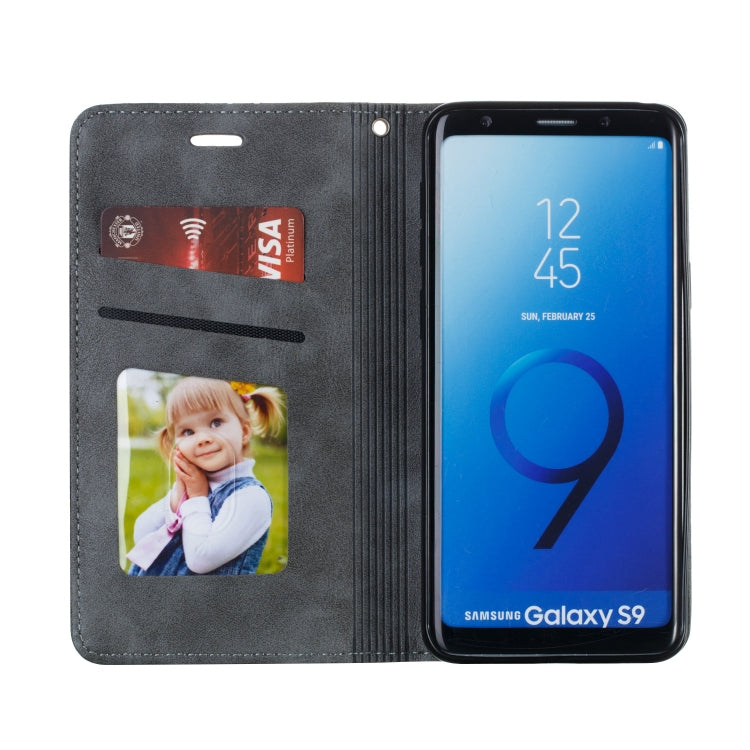 For Galaxy S9 Splicing Color Magnetic Hem Horizontal Flip Leather Case with Holder & Card Slots