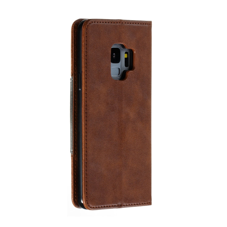 For Galaxy S9 Splicing Color Magnetic Hem Horizontal Flip Leather Case with Holder & Card Slots